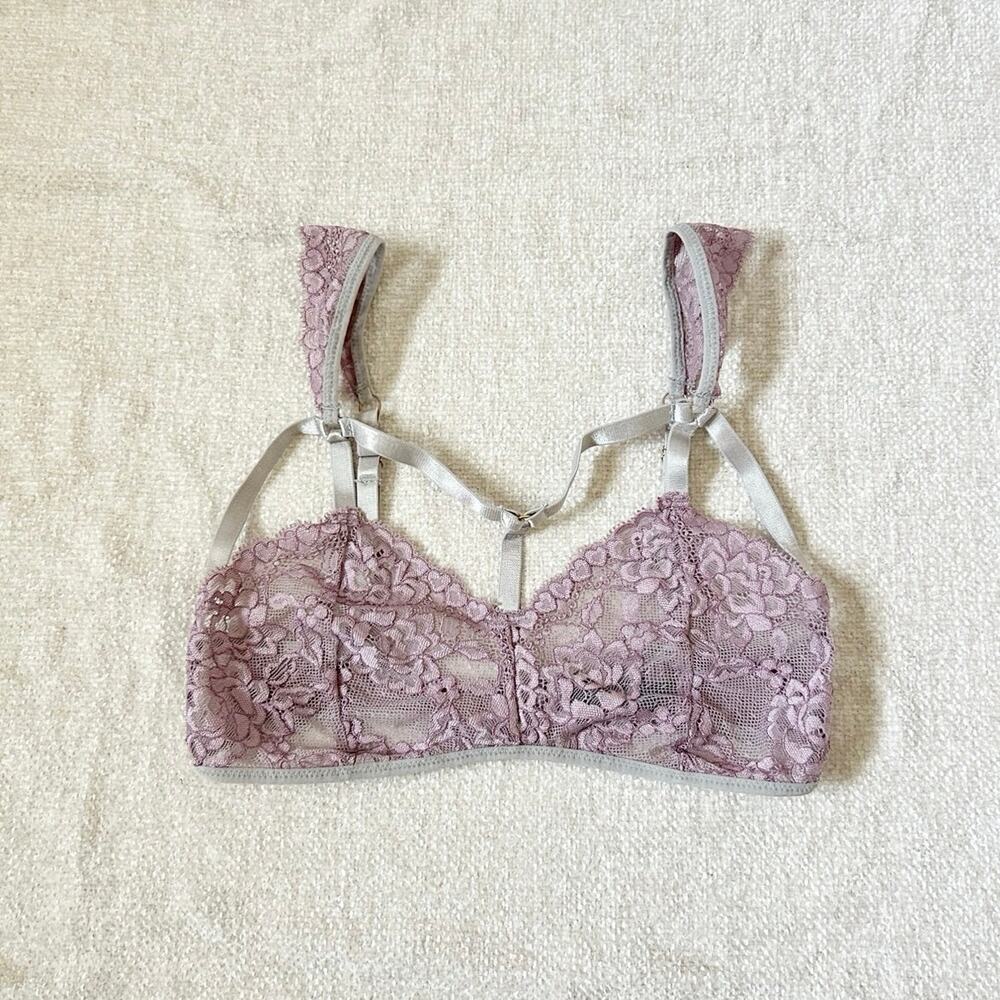 purple/mauve lace strappy bralette
